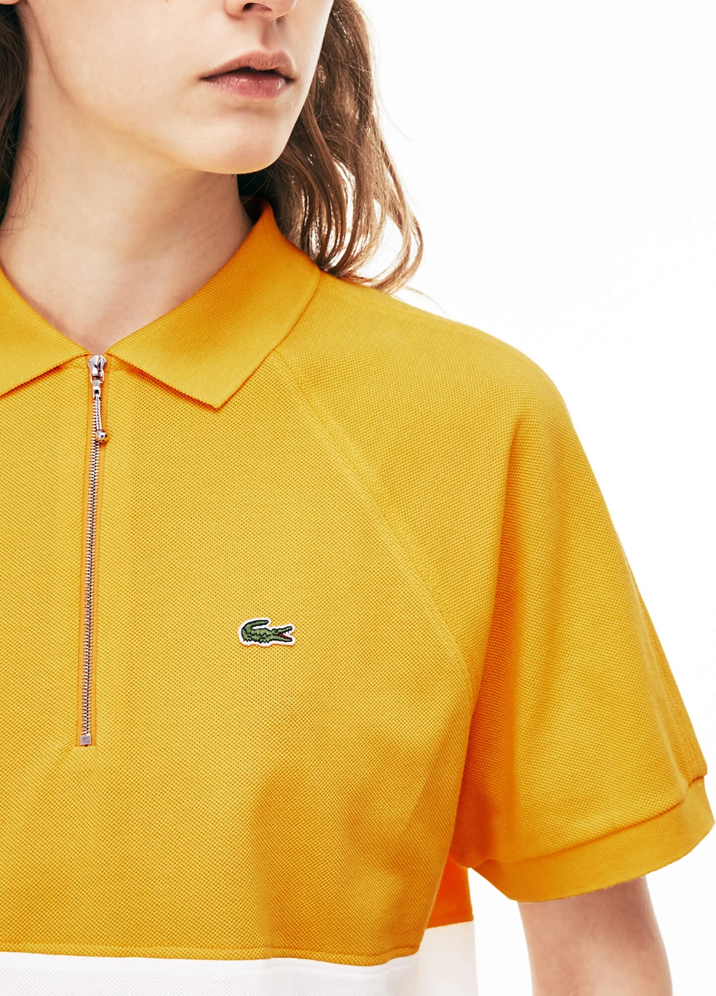Желтая женская футболка-поло Lacoste однотонная