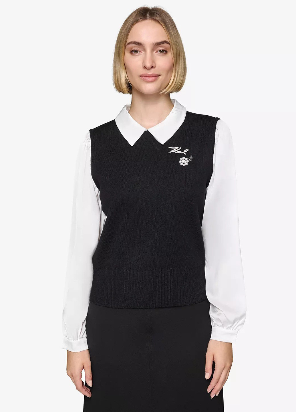 Черно-белый демисезонный свитер Karl Lagerfeld