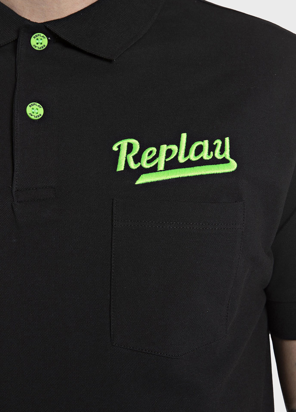 Черная футболка-поло для мужчин Replay однотонная