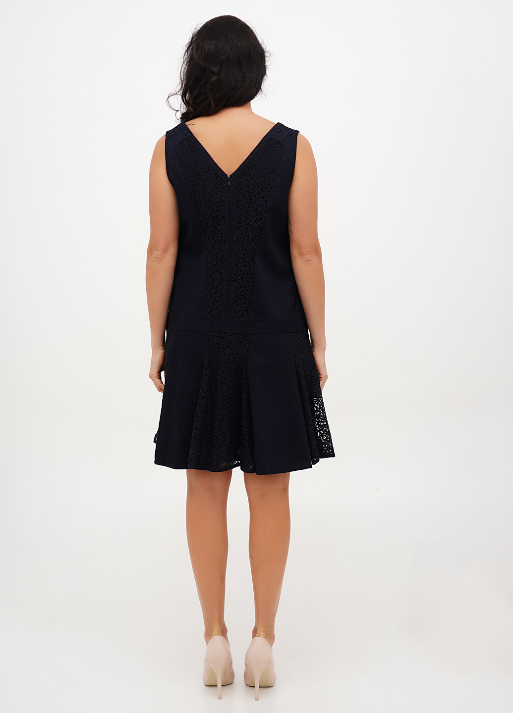 Темно-синее кэжуал платье клеш Ann Taylor однотонное