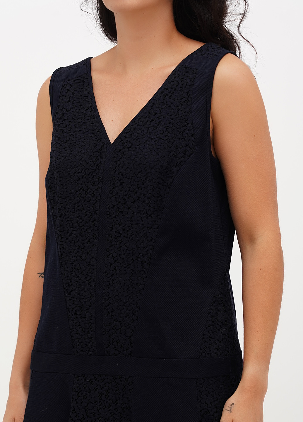 Темно-синее кэжуал платье клеш Ann Taylor однотонное