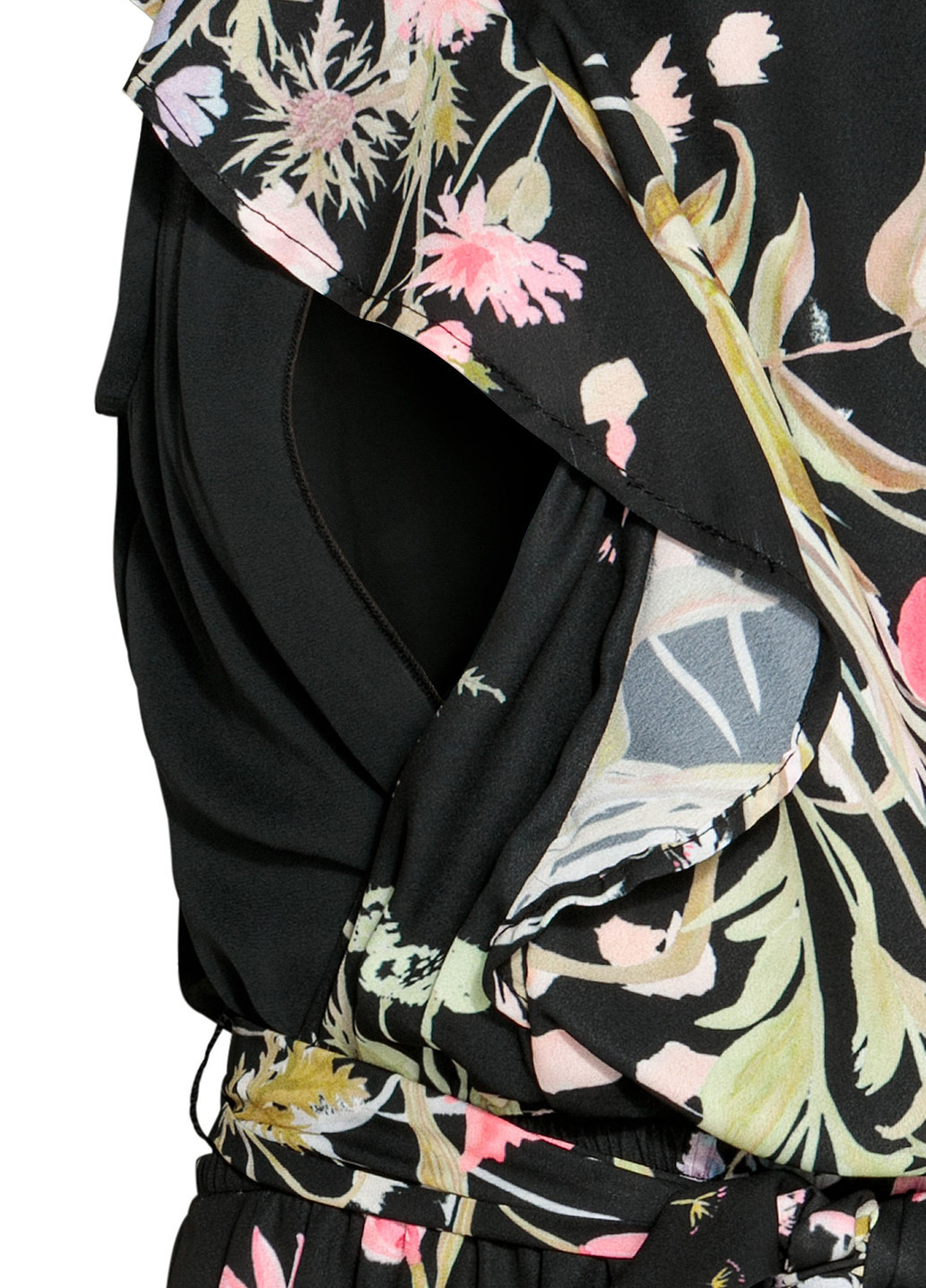 Черное кэжуал платье для кормящих H&M с цветочным принтом