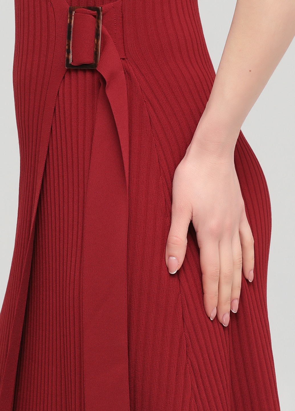 Теракотова кежуал сукня на запах, кльош, сукня светр Massimo Dutti однотонна