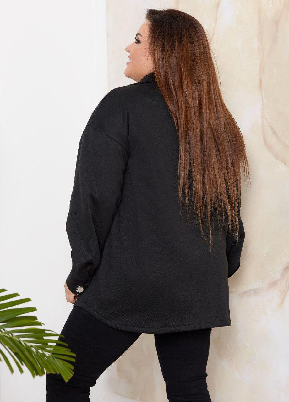 Чорна жіноча сорочка-куртка чорного кольору р.58/60 375986 New Trend