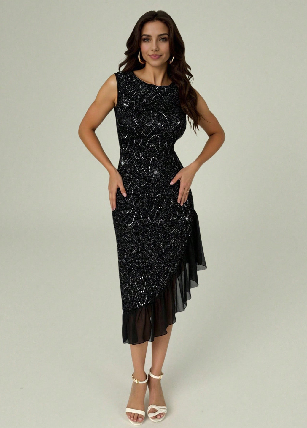 Чорна святковий, коктейльна, вечірня сукня силуетна SHEIN однотонна