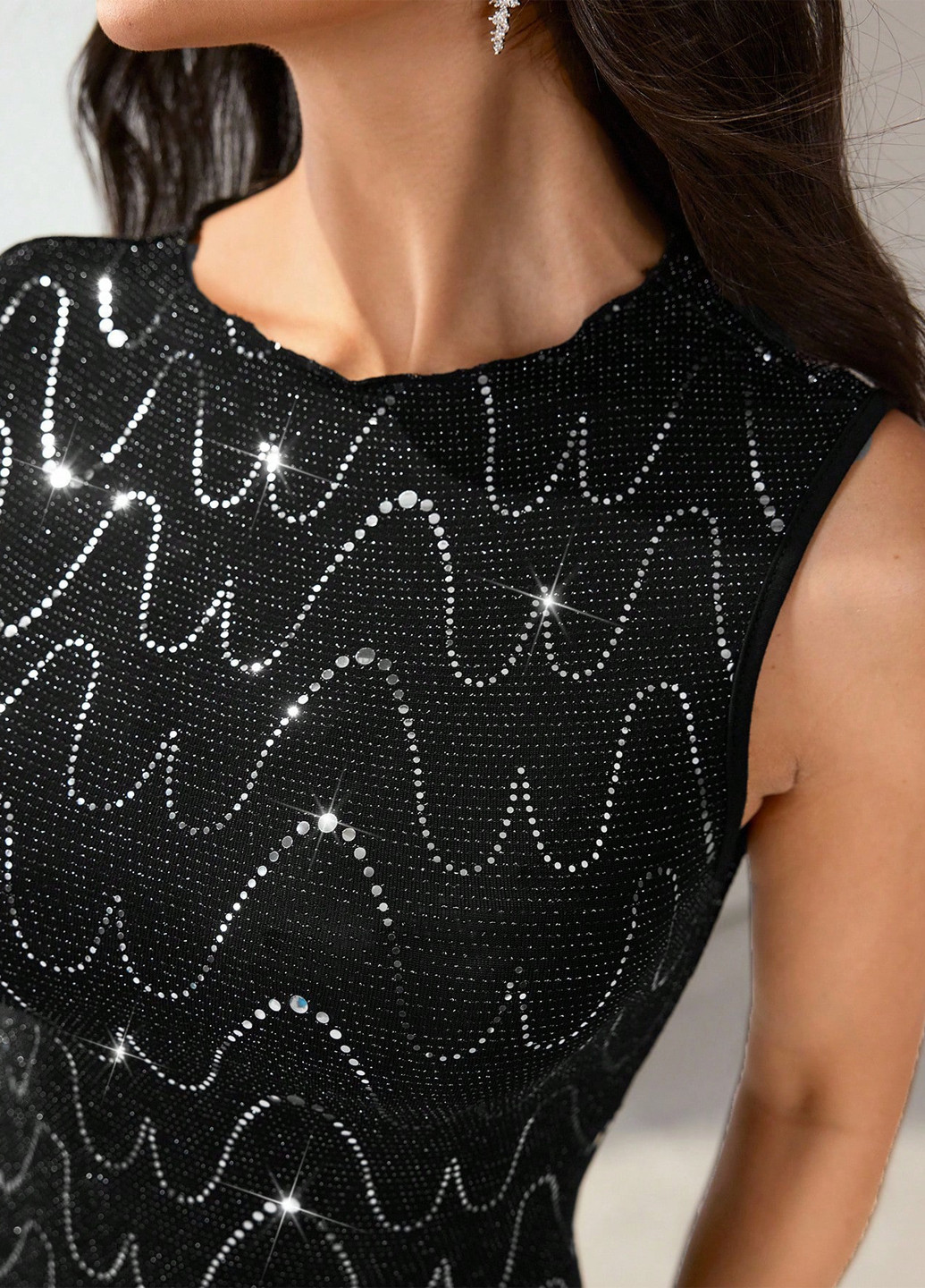 Чорна святковий, коктейльна, вечірня сукня силуетна SHEIN однотонна