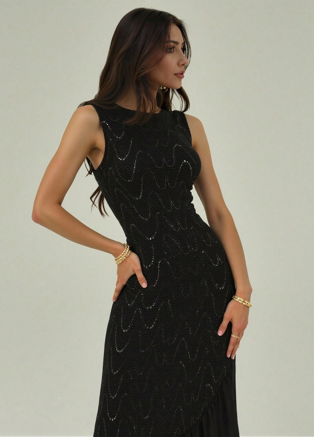 Чорна святковий, коктейльна, вечірня сукня силуетна SHEIN однотонна