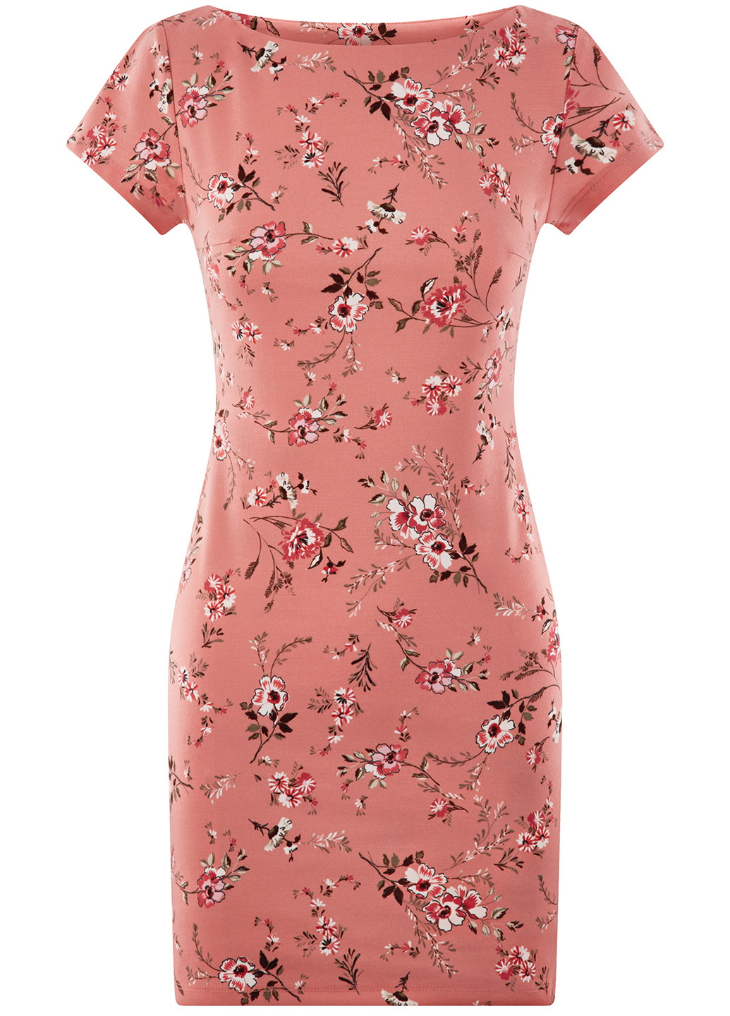 Розовое кэжуал платье Oodji с цветочным принтом