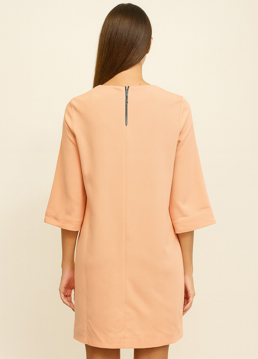Персиковое кэжуал платье а-силуэт Sassofono с рисунком