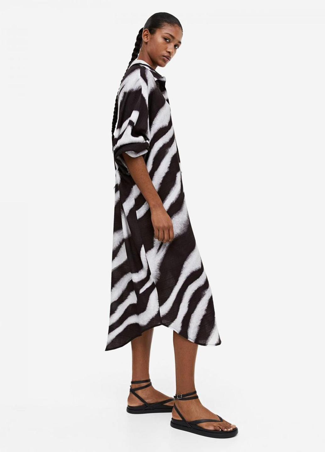 Чорно-білий кежуал сукня сукня-сорочка H&M з абстрактним візерунком