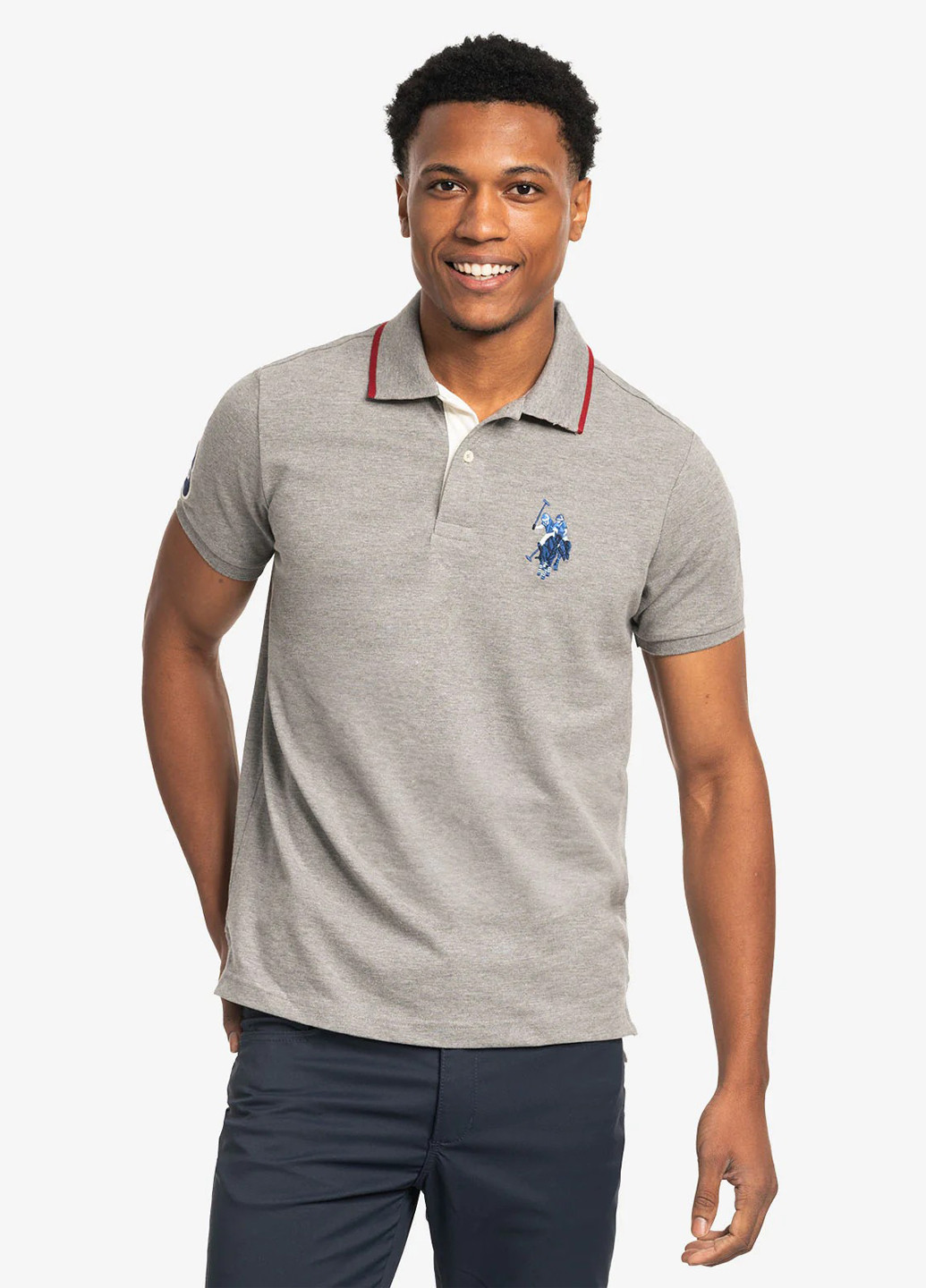 Серая футболка-поло для мужчин U.S. Polo Assn. меланжевая