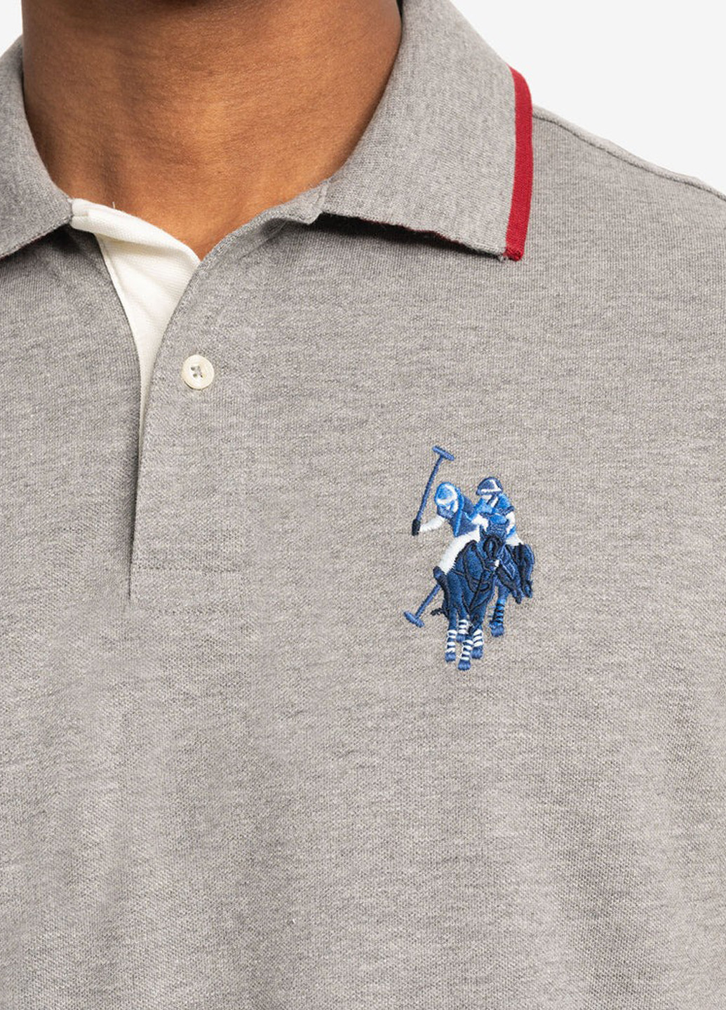 Серая футболка-поло для мужчин U.S. Polo Assn. меланжевая