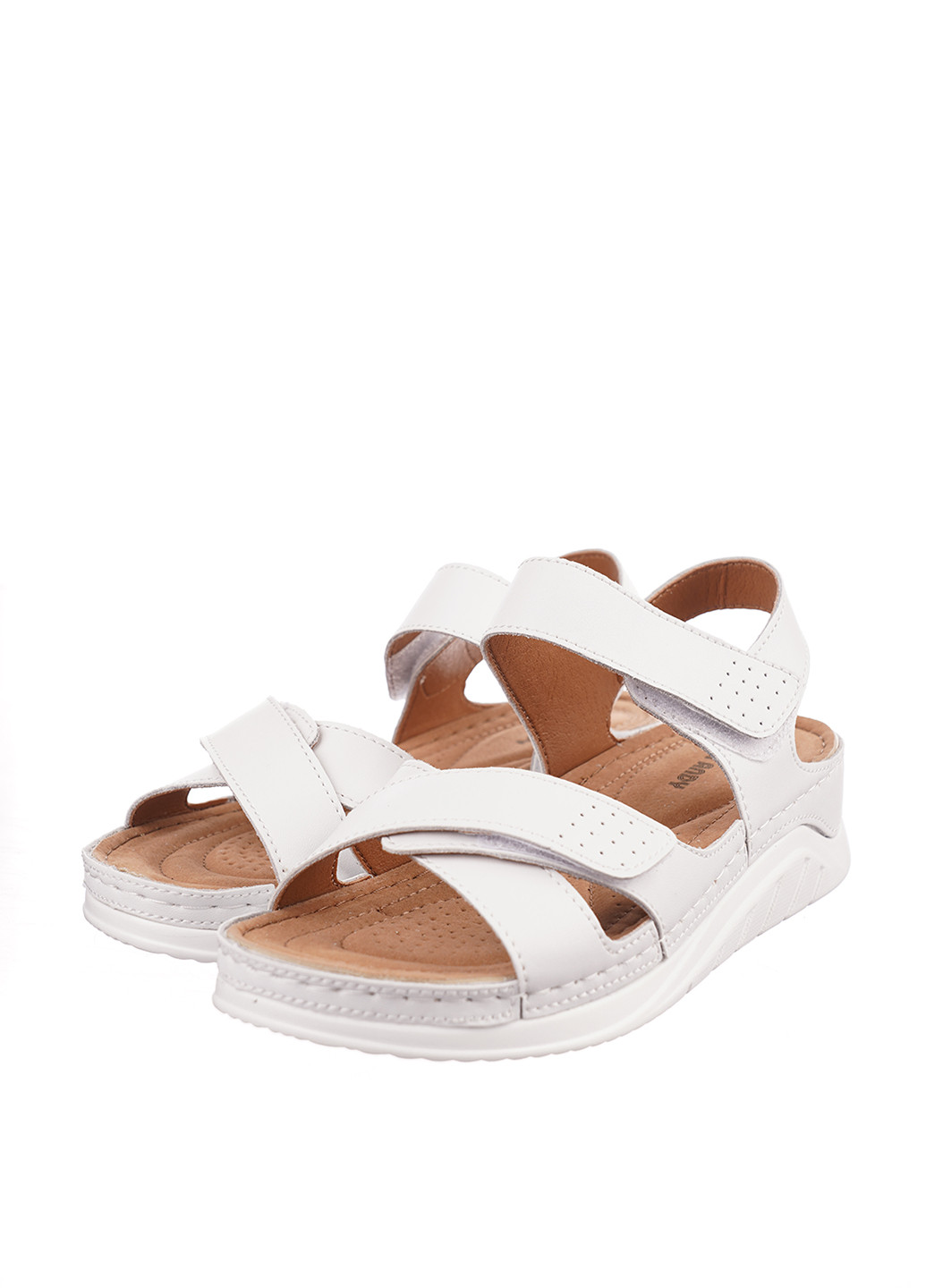 Белые босоножки Lola Andy на липучке с белой подошвой