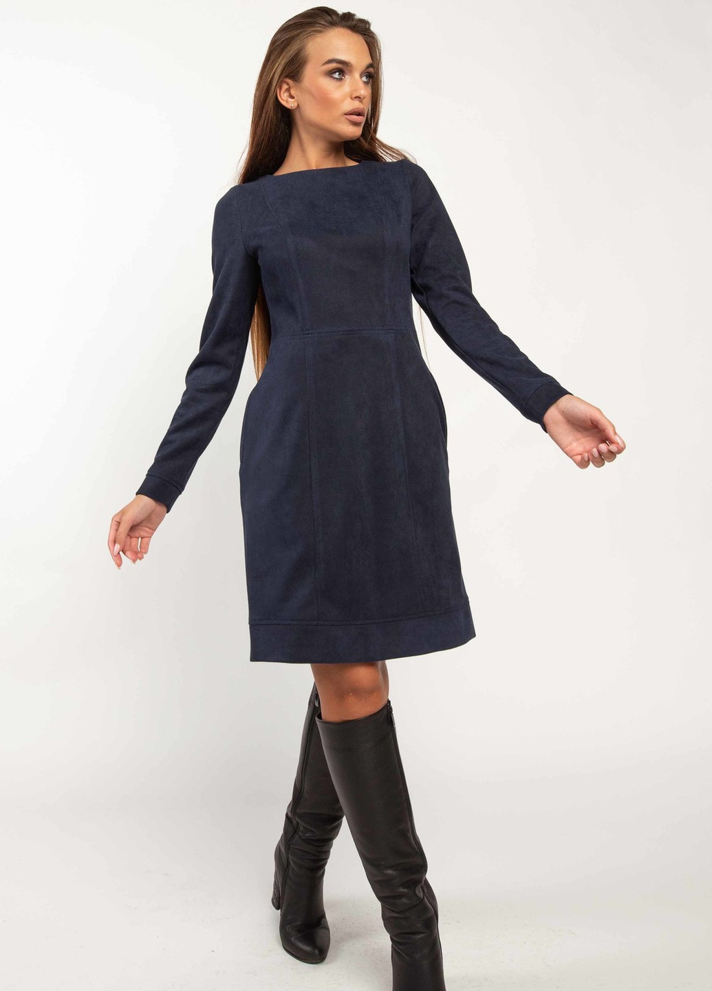 Синее кэжуал платье дидиан пл 2220 темно-синий Ри Мари однотонное