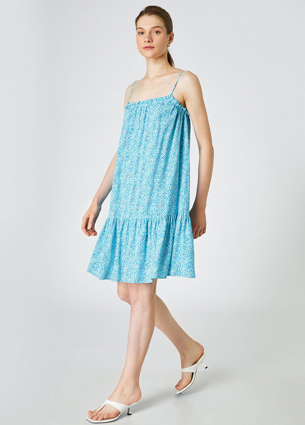 Голубое кэжуал платье KOTON с абстрактным узором