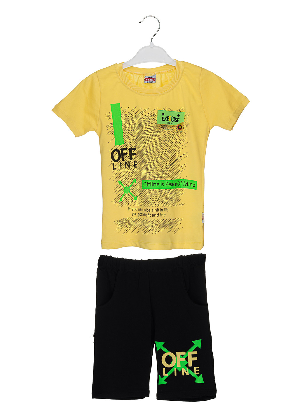 Желтый летний комплект (футболка, шорты) Mini Fonte