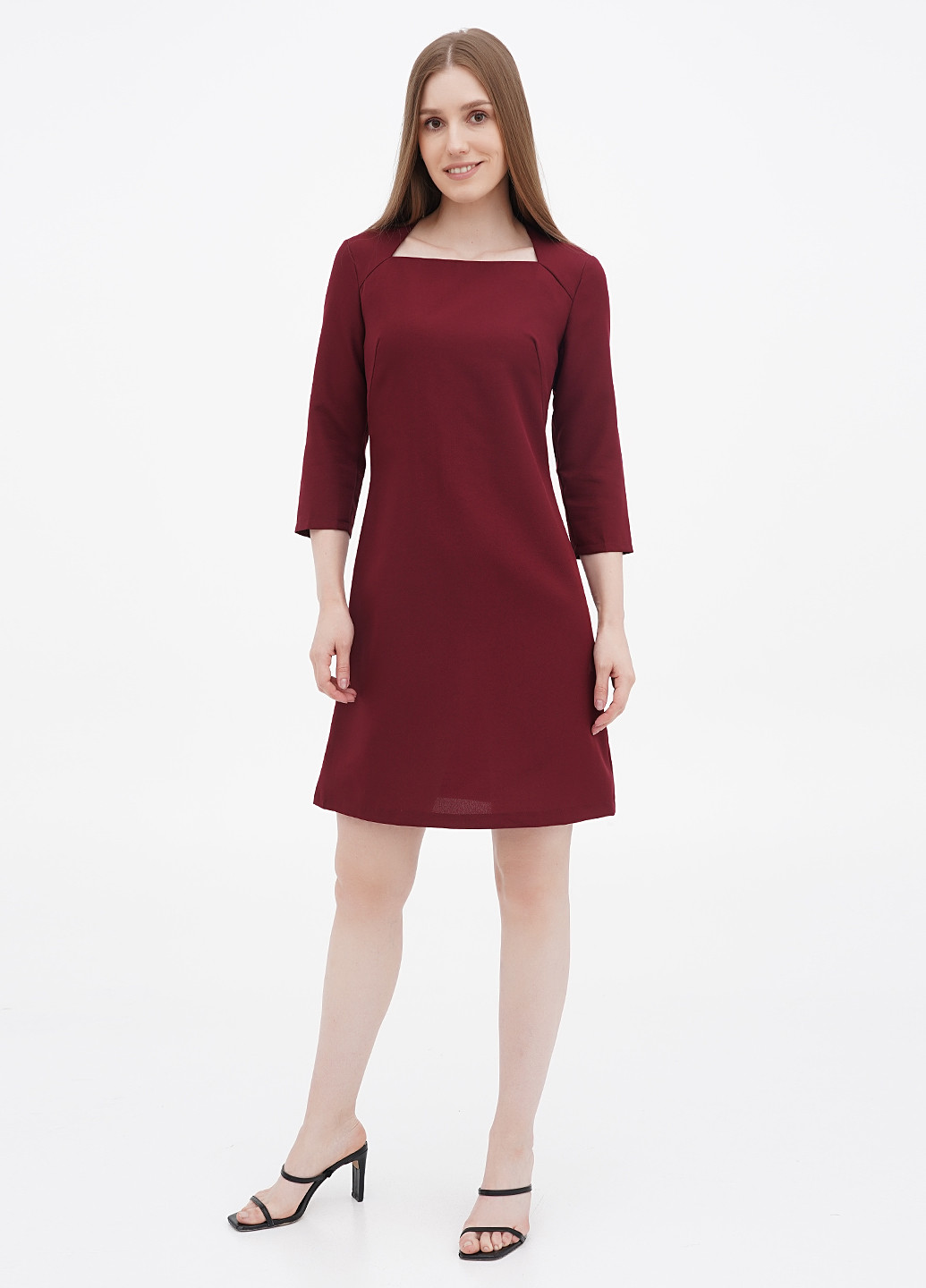 Бордовое кэжуал платье Rebecca Tatti однотонное