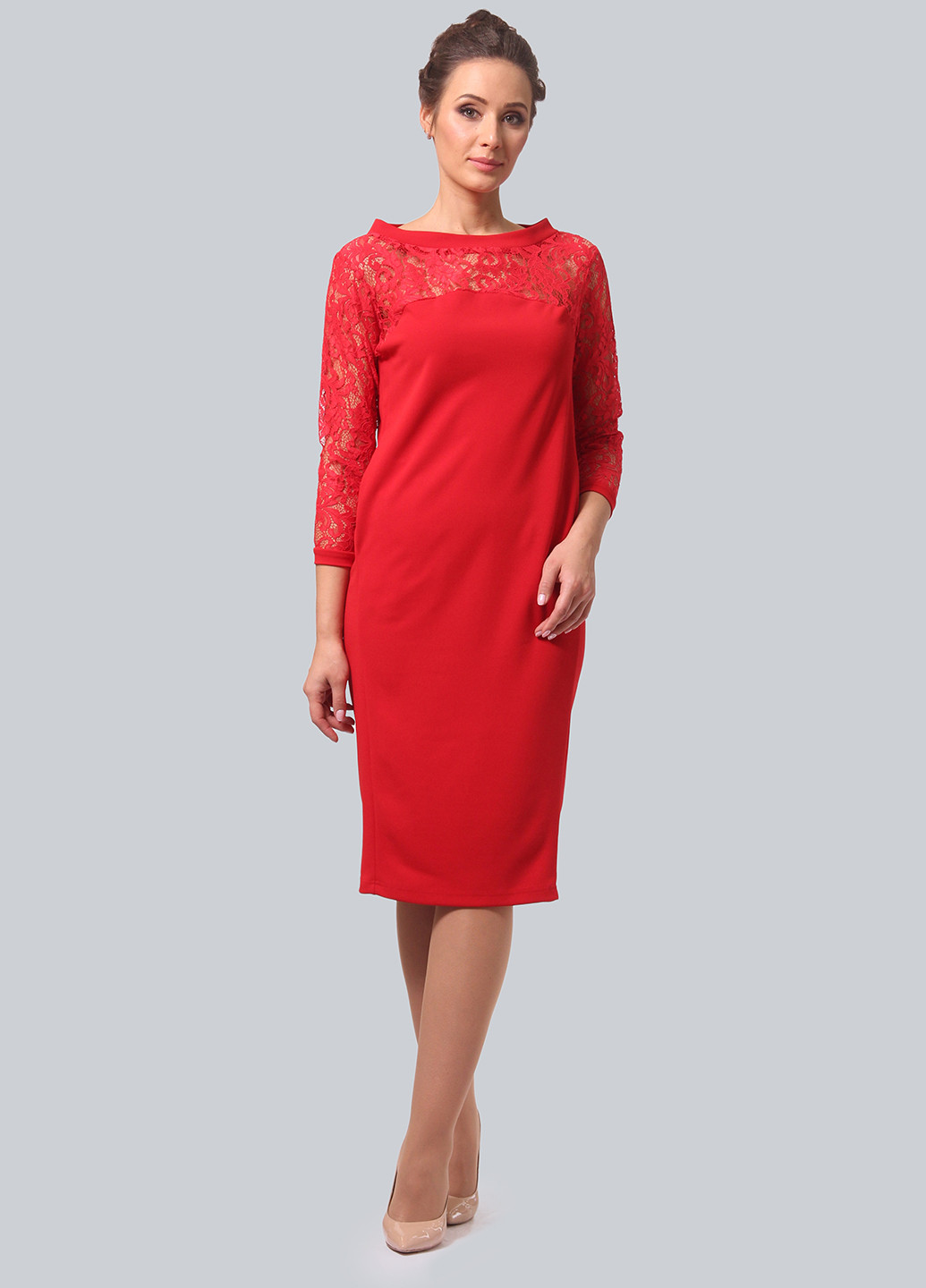 Красное кэжуал платье футляр Alika Kruss однотонное