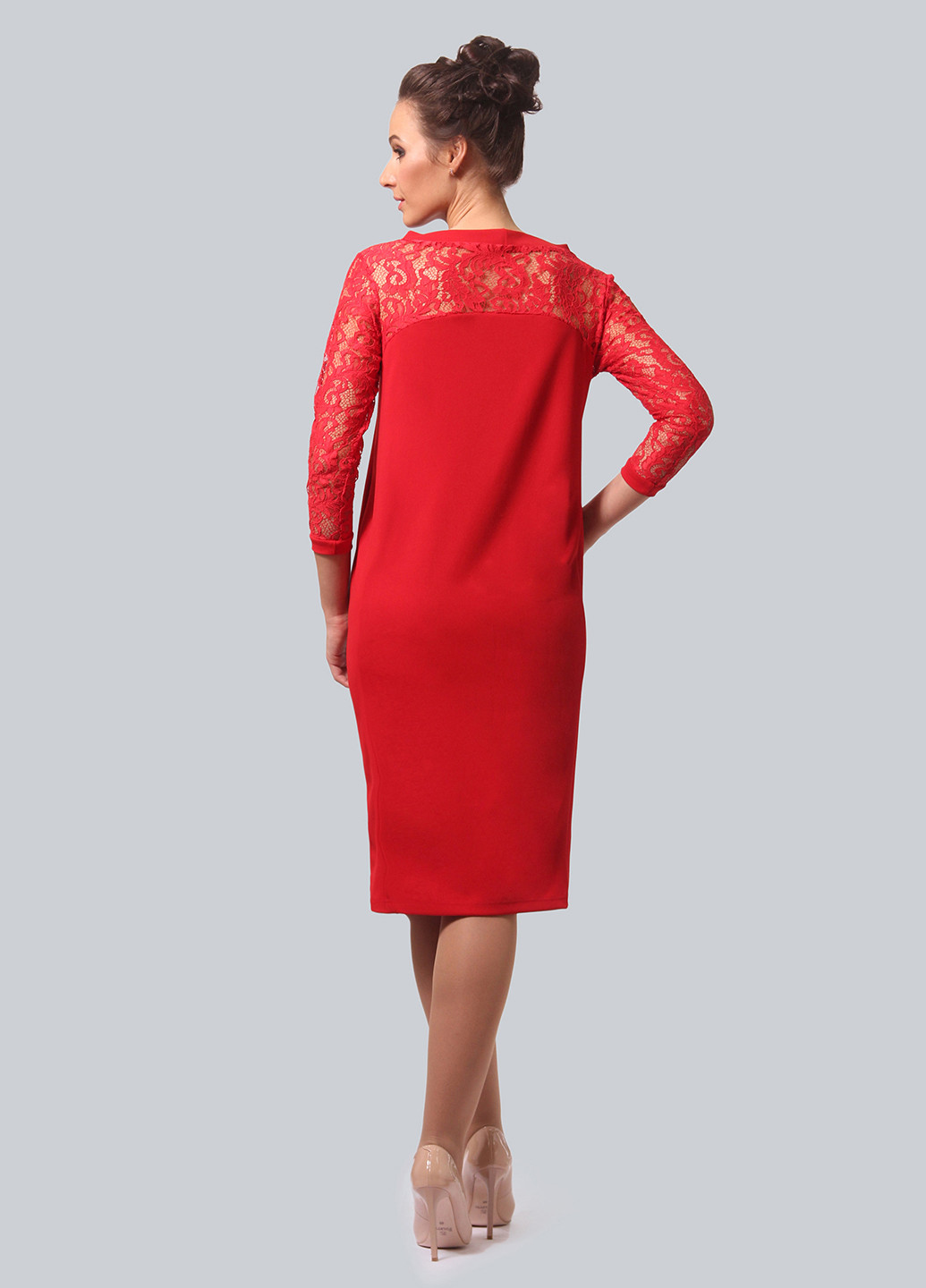 Красное кэжуал платье футляр Alika Kruss однотонное