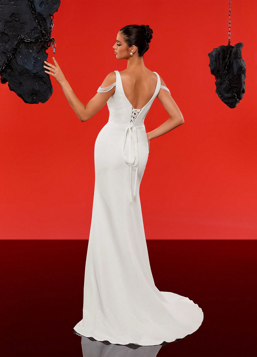 Белое вечернее платье SHEIN однотонное