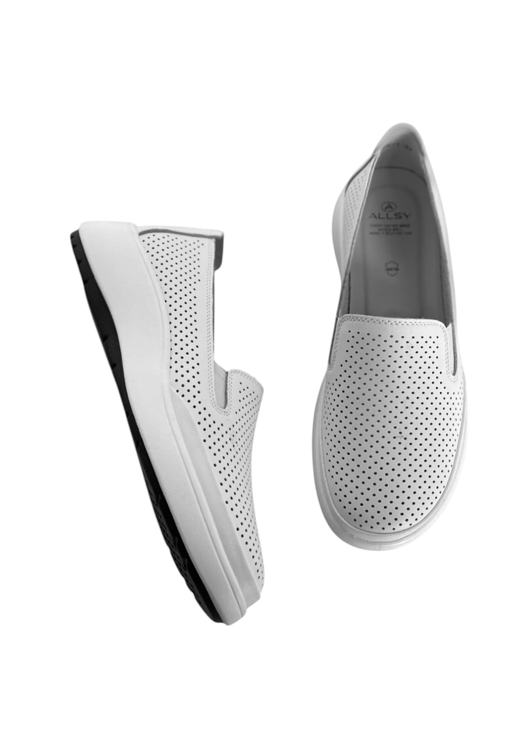 Белые слипоны ALLSY с перфорацией однотонные