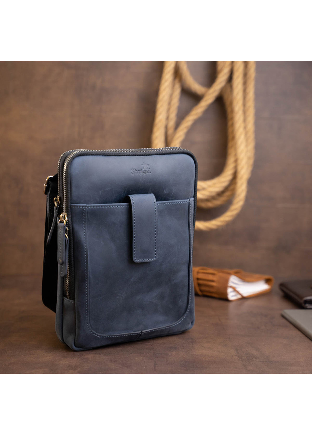 Мужская кожаная сумка 20х26,5х4,5 см Shvigel (232989536)