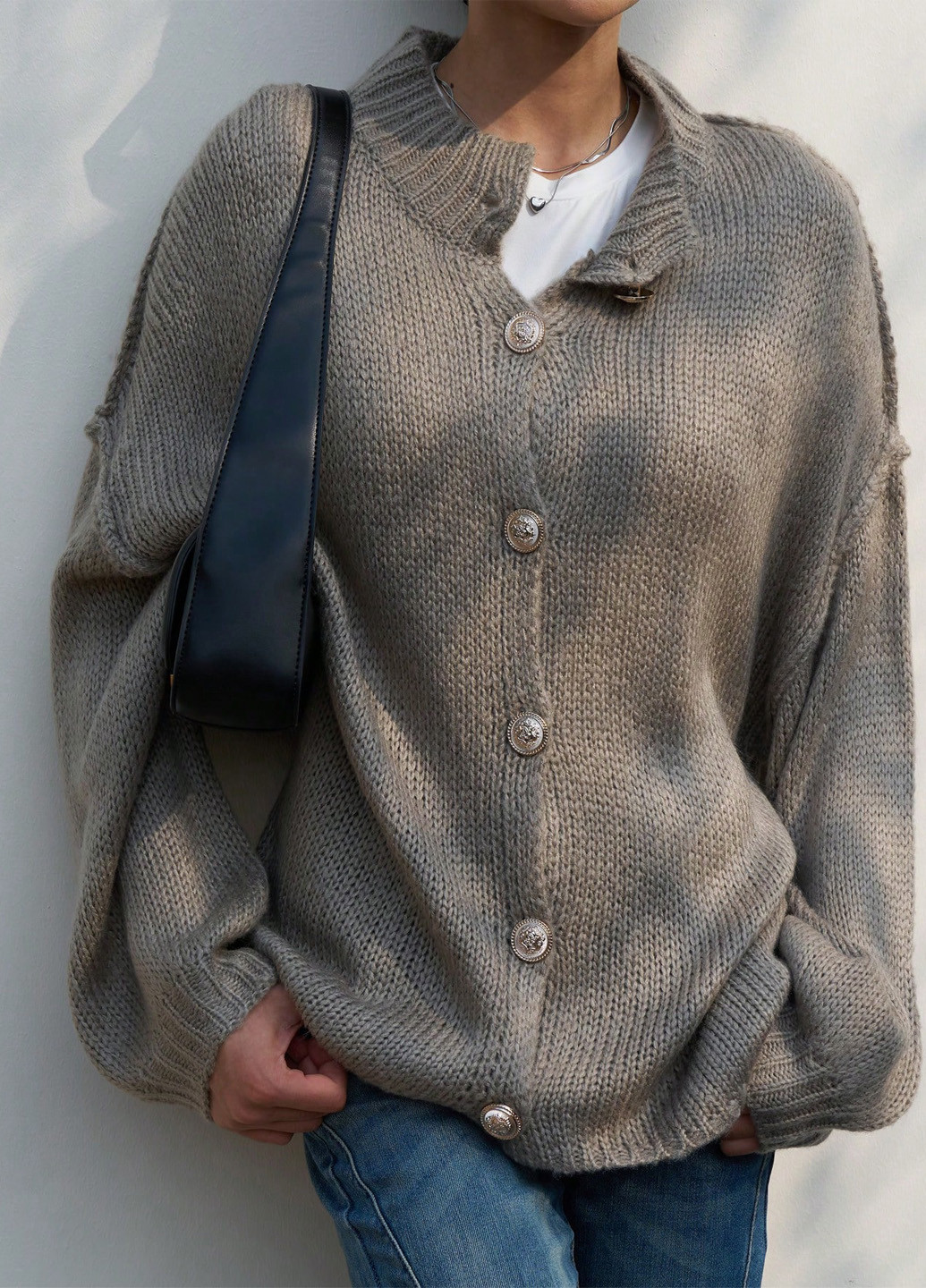 Светло-коричневый демисезонный кардиган SHEIN