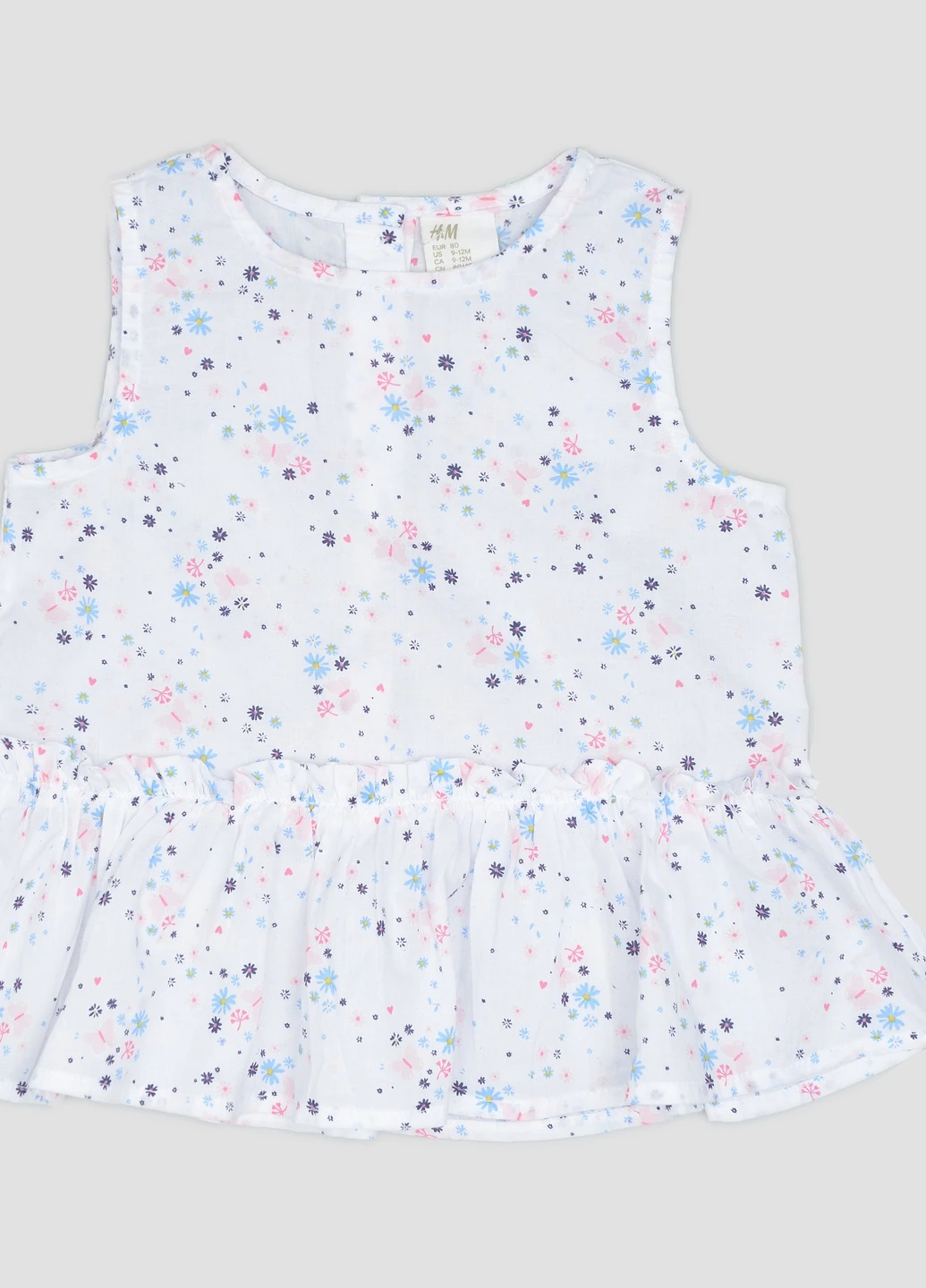 Белая цветочной расцветки блузка H&M летняя