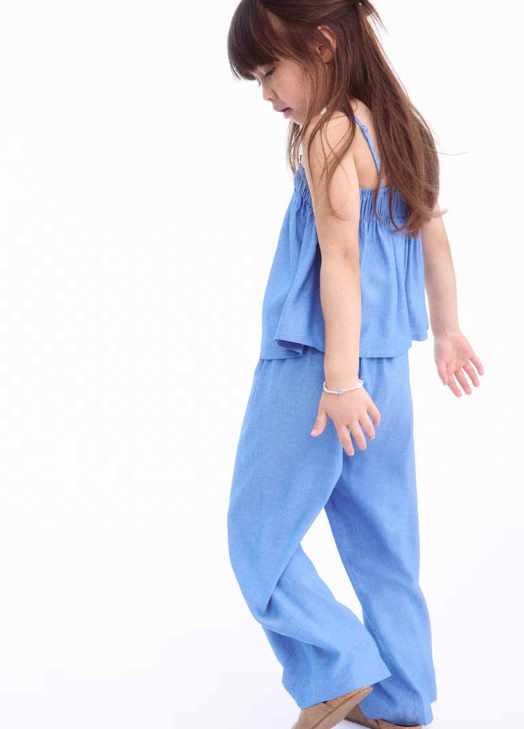 Голубые кэжуал демисезонные прямые брюки H&M