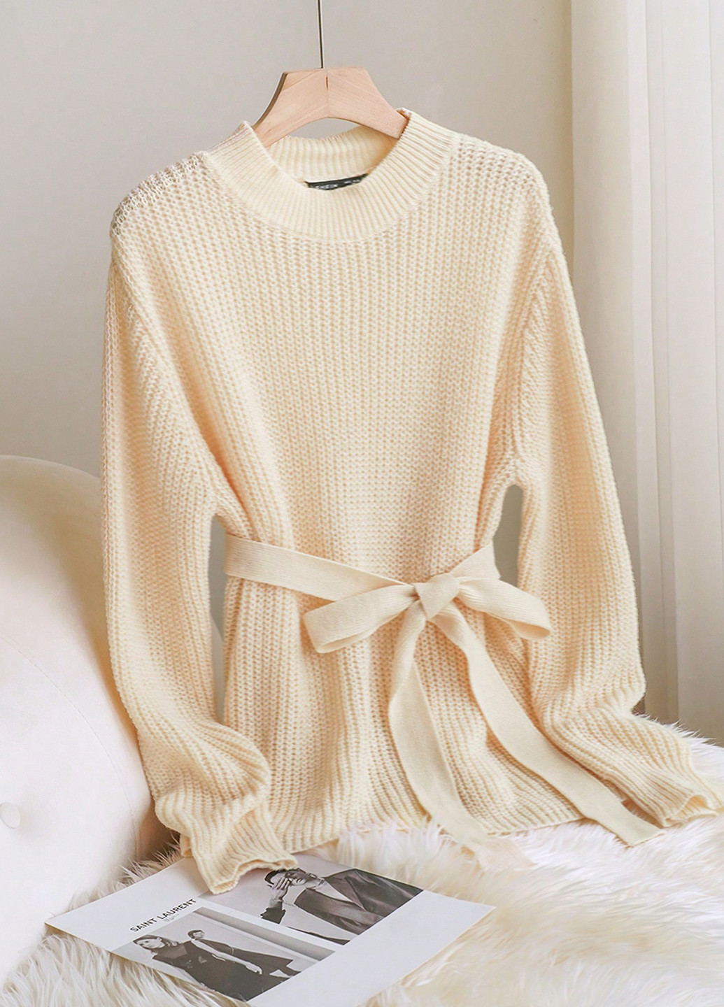 Кремовый демисезонный свитер SHEIN