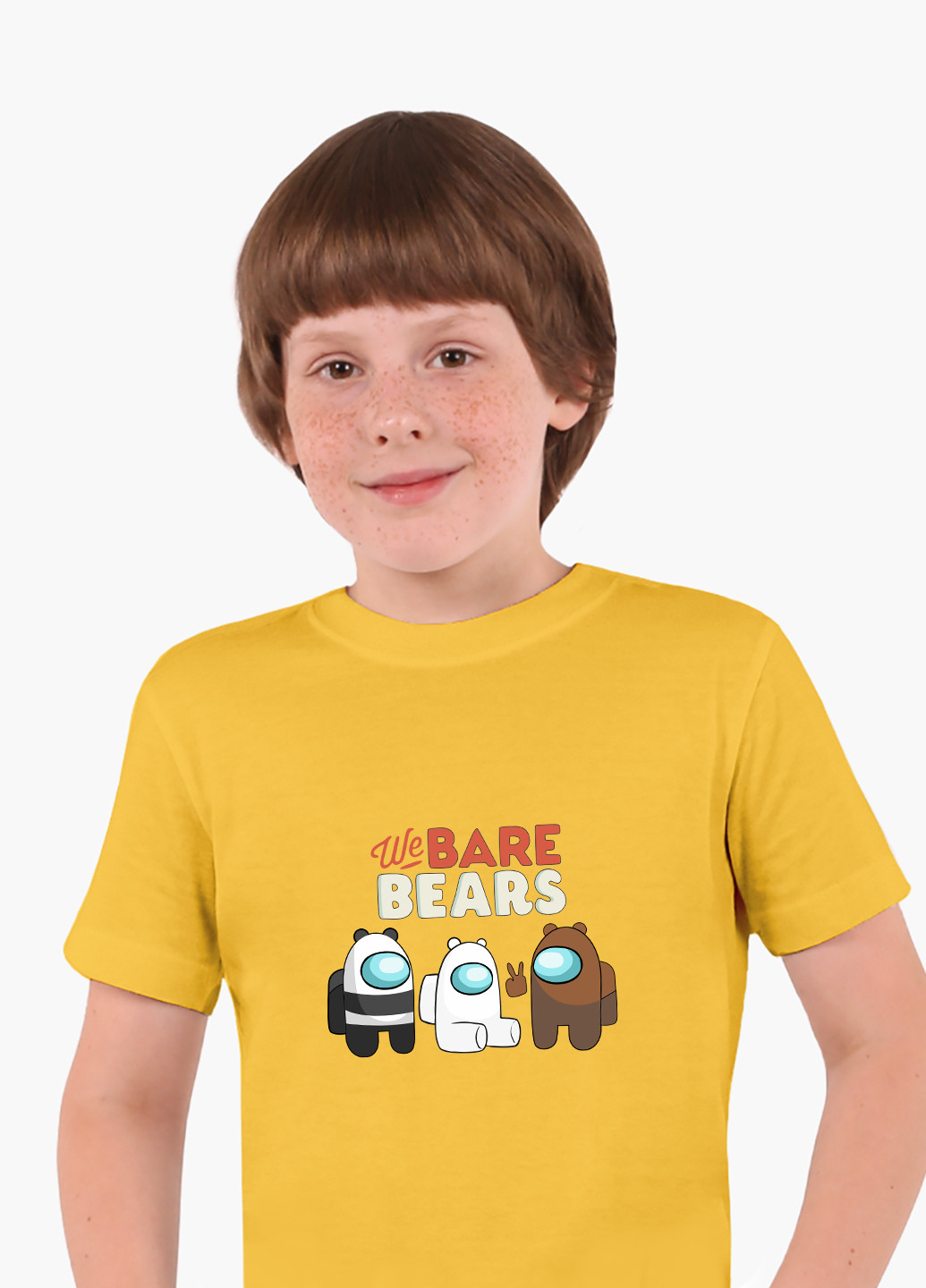 Желтая демисезонная футболка детская вся правда о медведях (we bare bears)(9224-2668) MobiPrint
