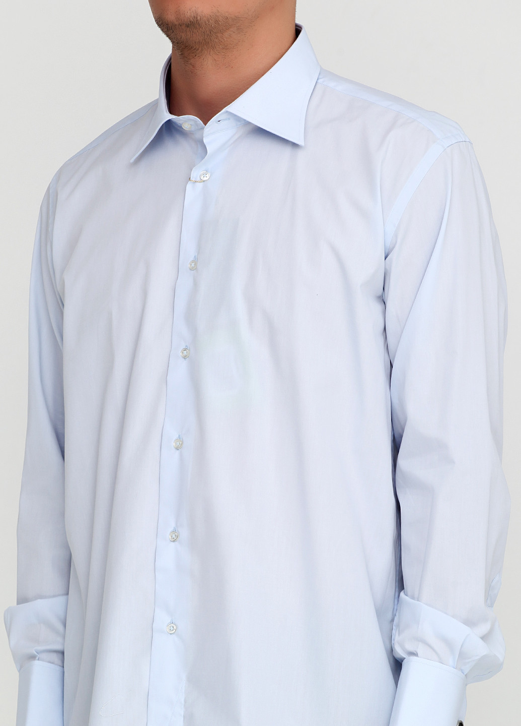 Светло-голубой классическая рубашка однотонная Romano Botta с длинным рукавом