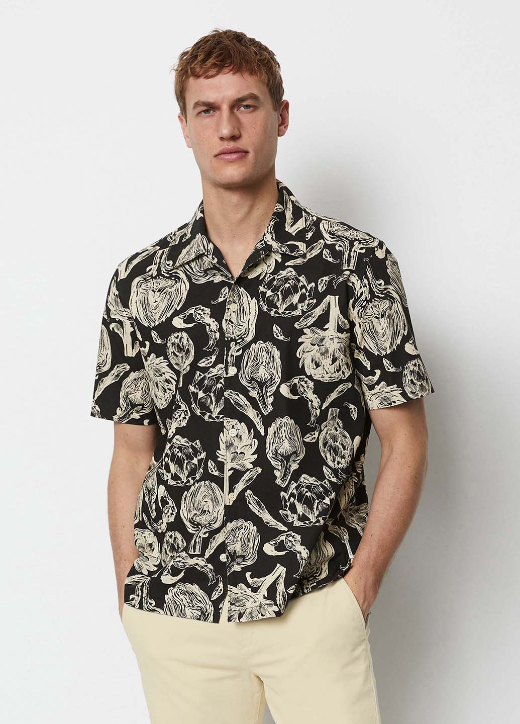 Черная кэжуал рубашка с цветами Marc O'Polo