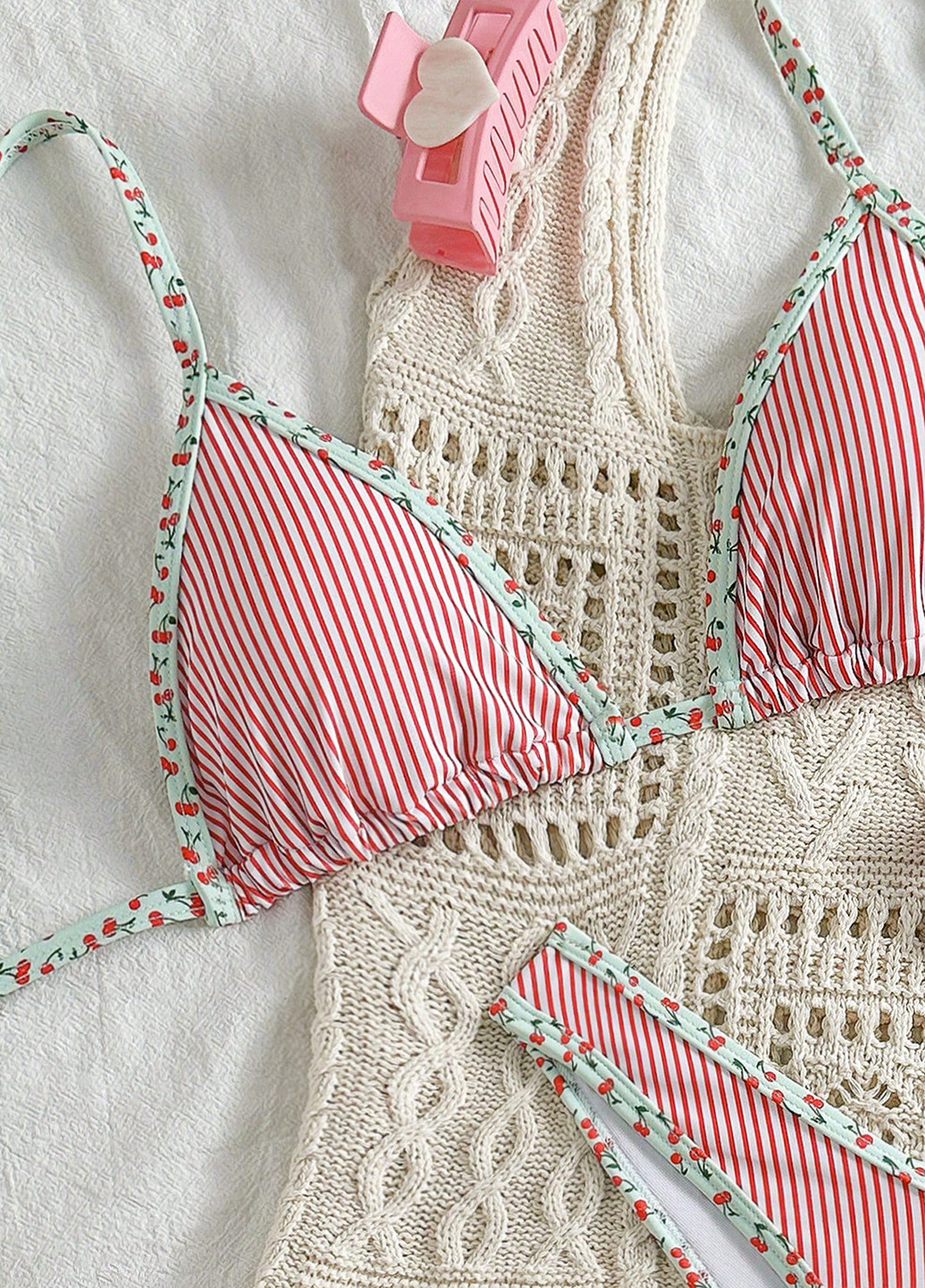 Комбинированный летний купальник (лиф, трусики) бикини, халтер, раздельный SHEIN