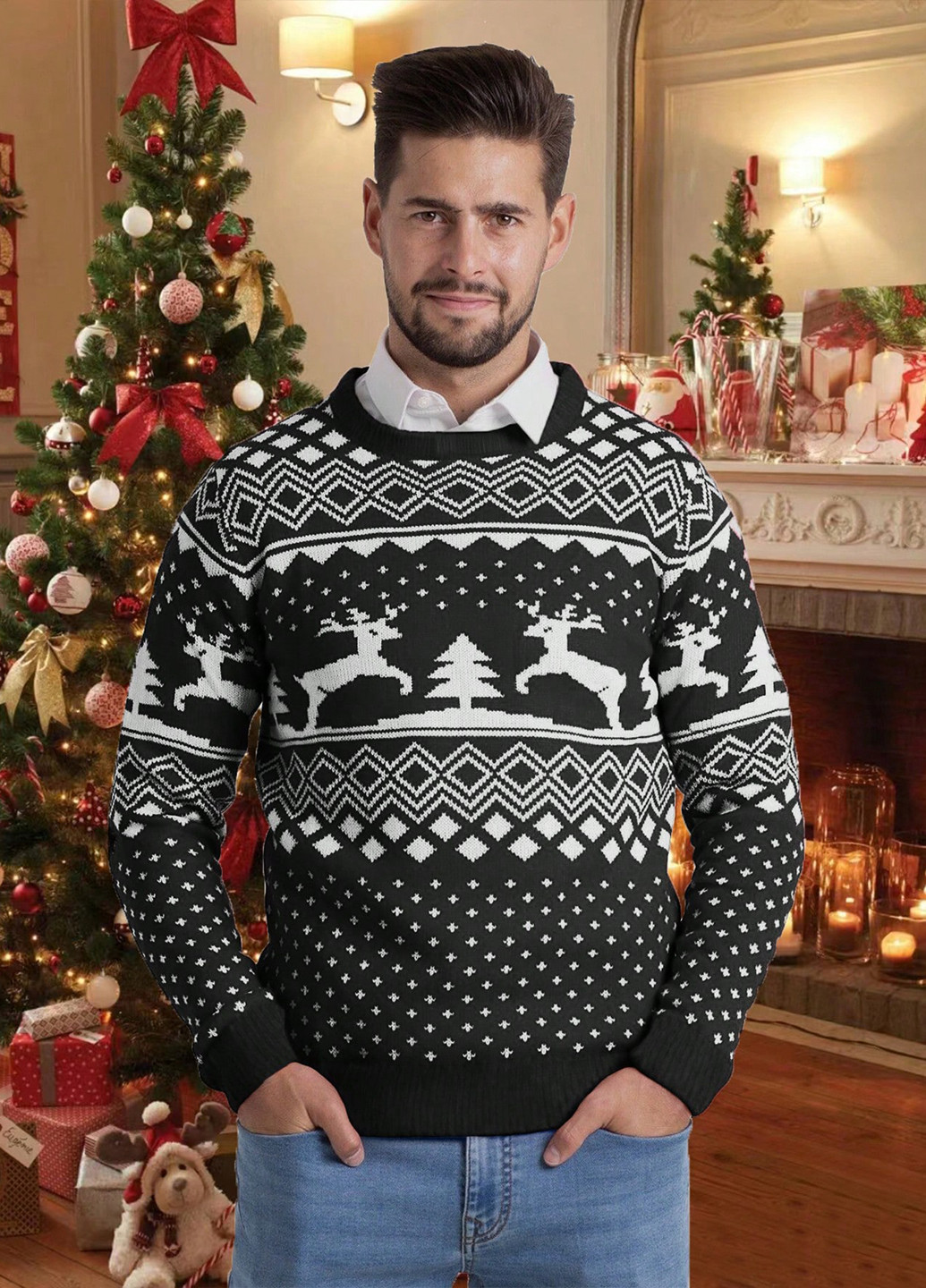 Черно-белый зимний джемпер джемпер SHEIN