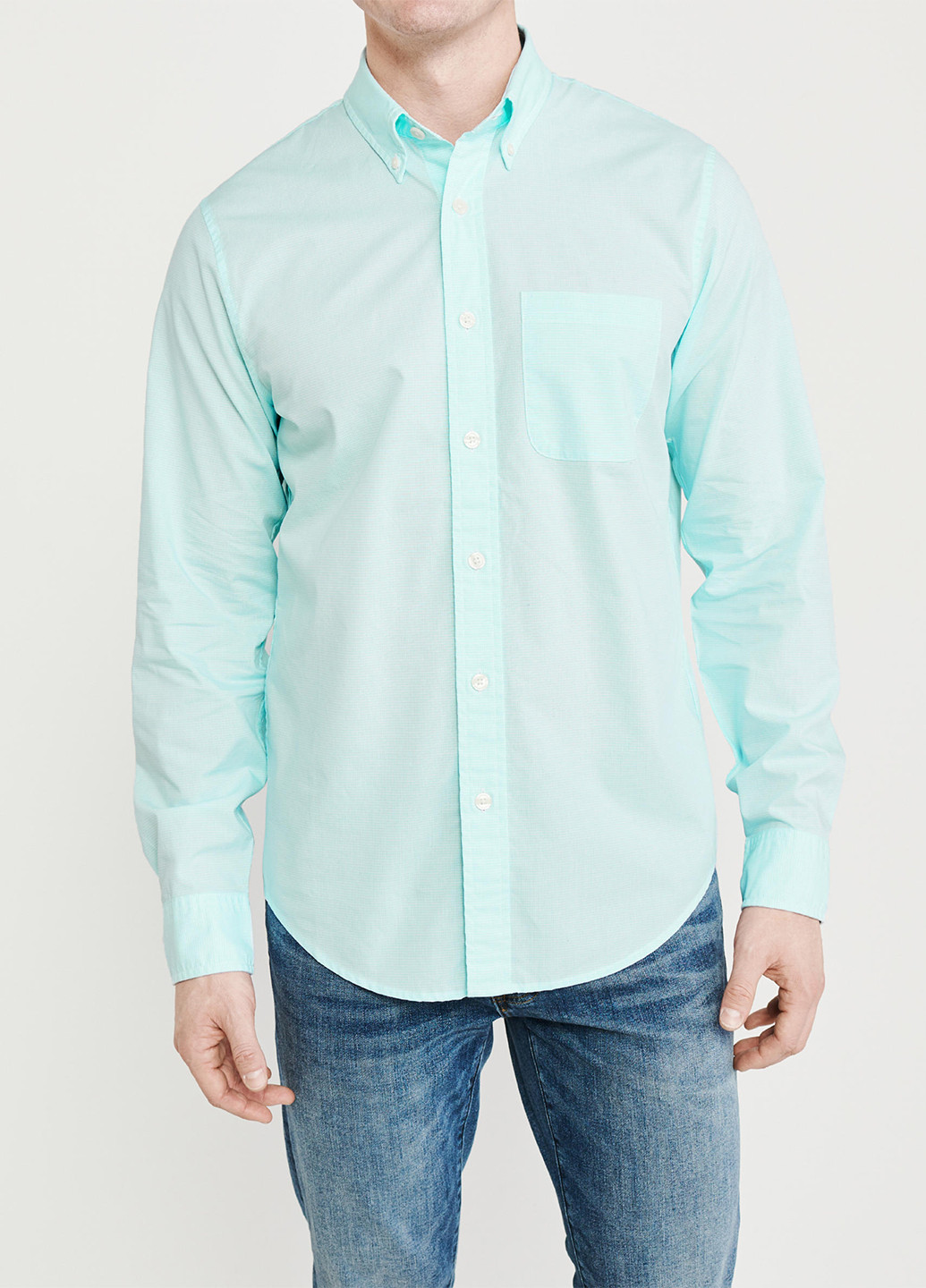 Цветная кэжуал рубашка однотонная Abercrombie & Fitch с длинным рукавом