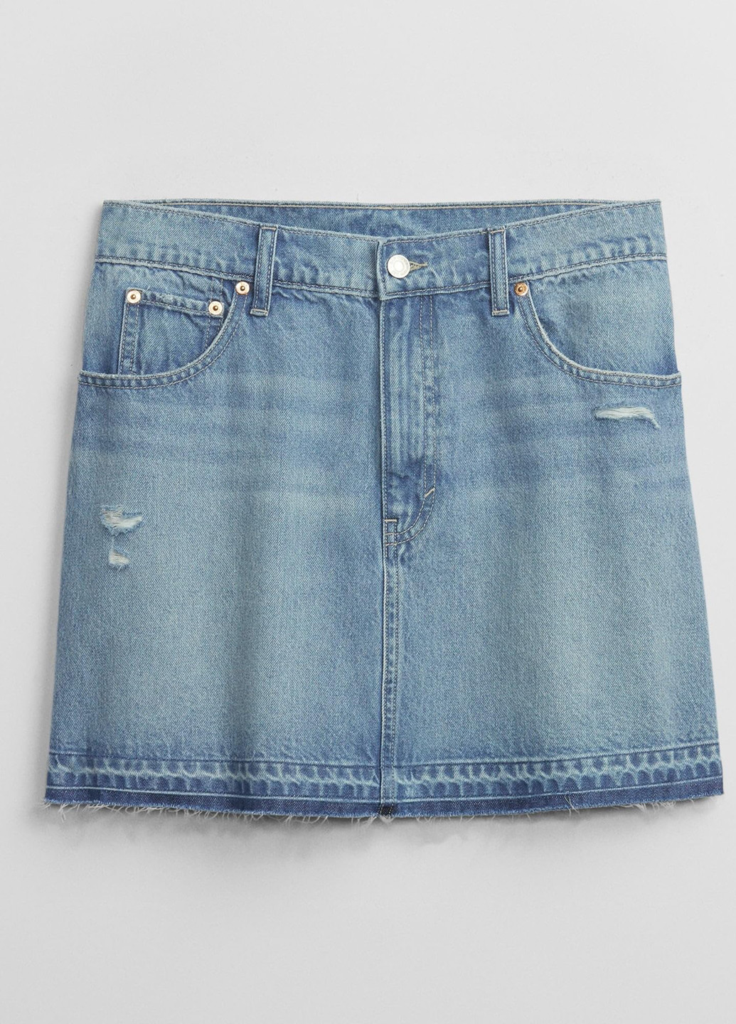 Темно-голубая джинсовая, кэжуал однотонная юбка Gap