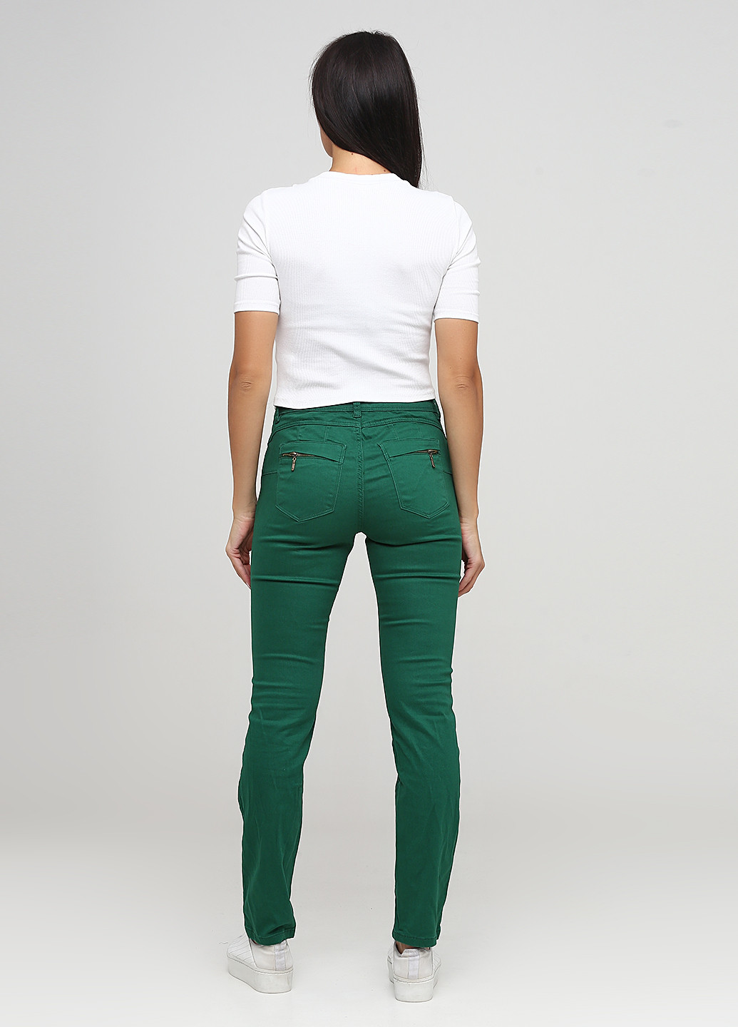 Зеленые кэжуал демисезонные зауженные брюки Heine