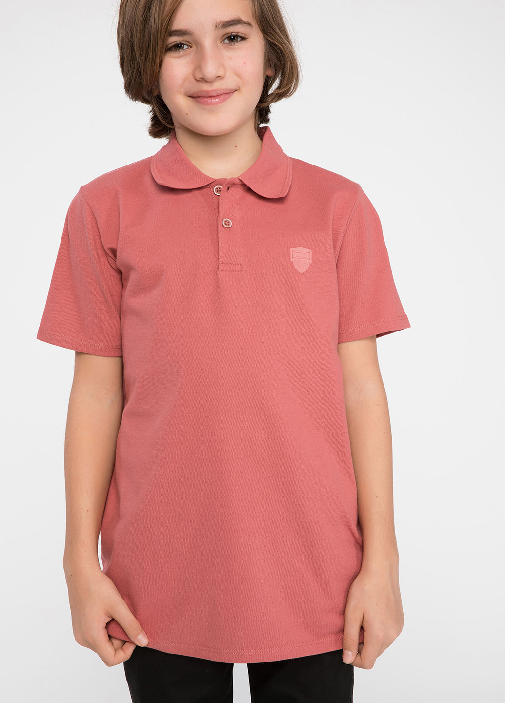 Коралловая детская футболка-поло для мальчика DeFacto
