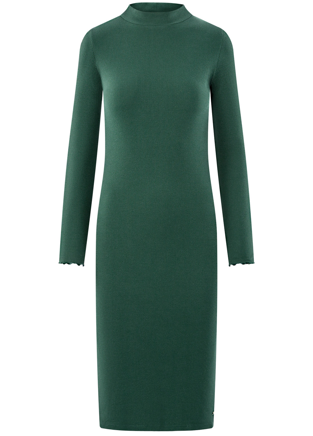 Бутылочное зеленое кэжуал платье Oodji однотонное