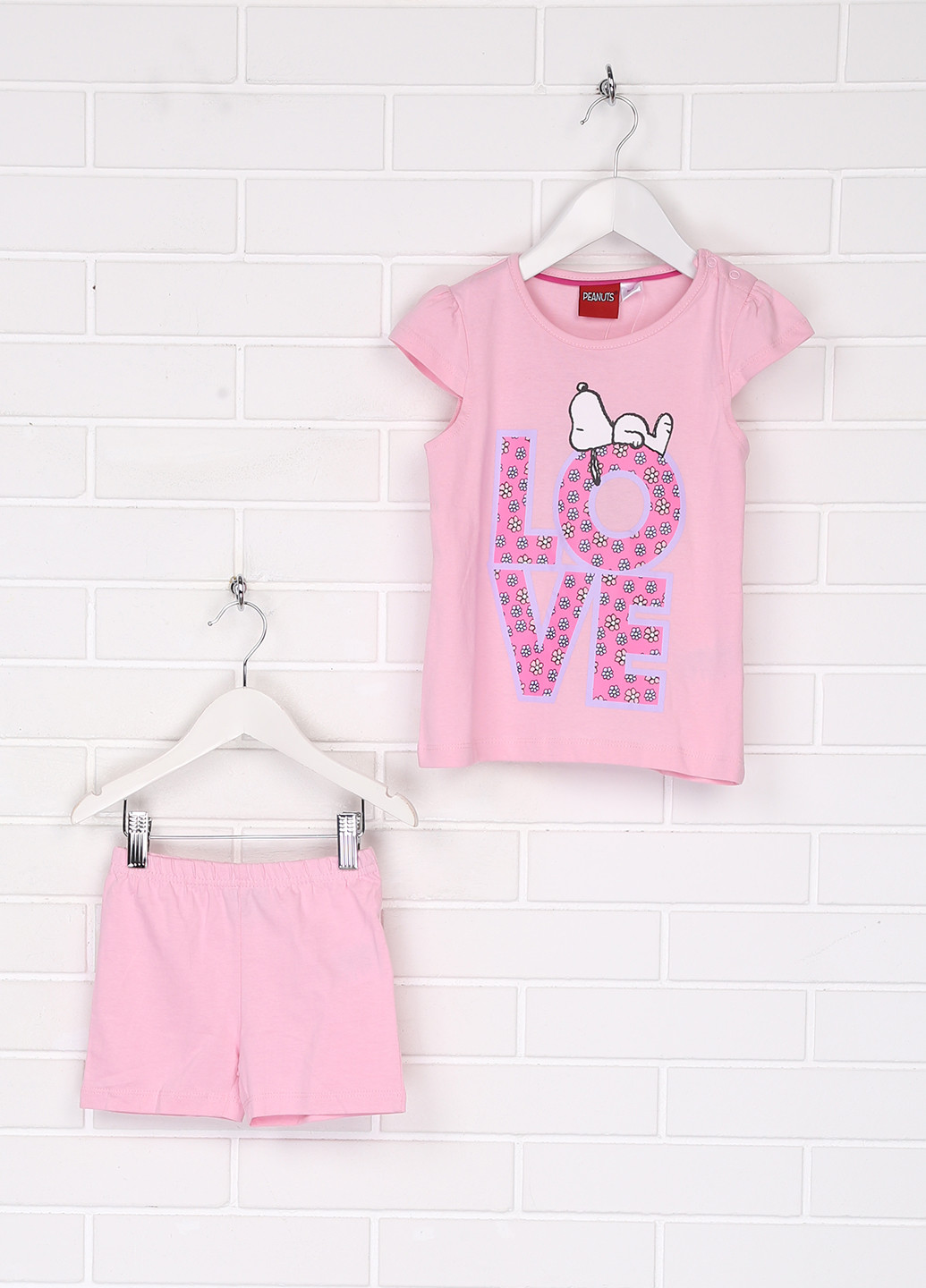Розовый летний комплект (футболка, шорты) Peanuts