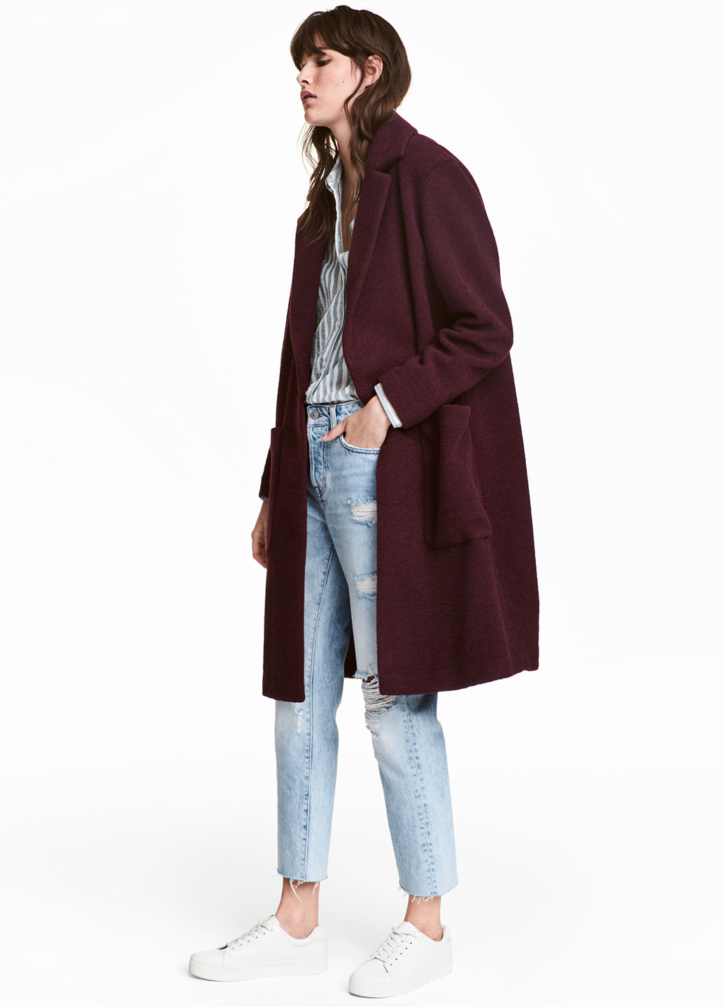 Бордовое Пальто демисезон,бордовый, H&M