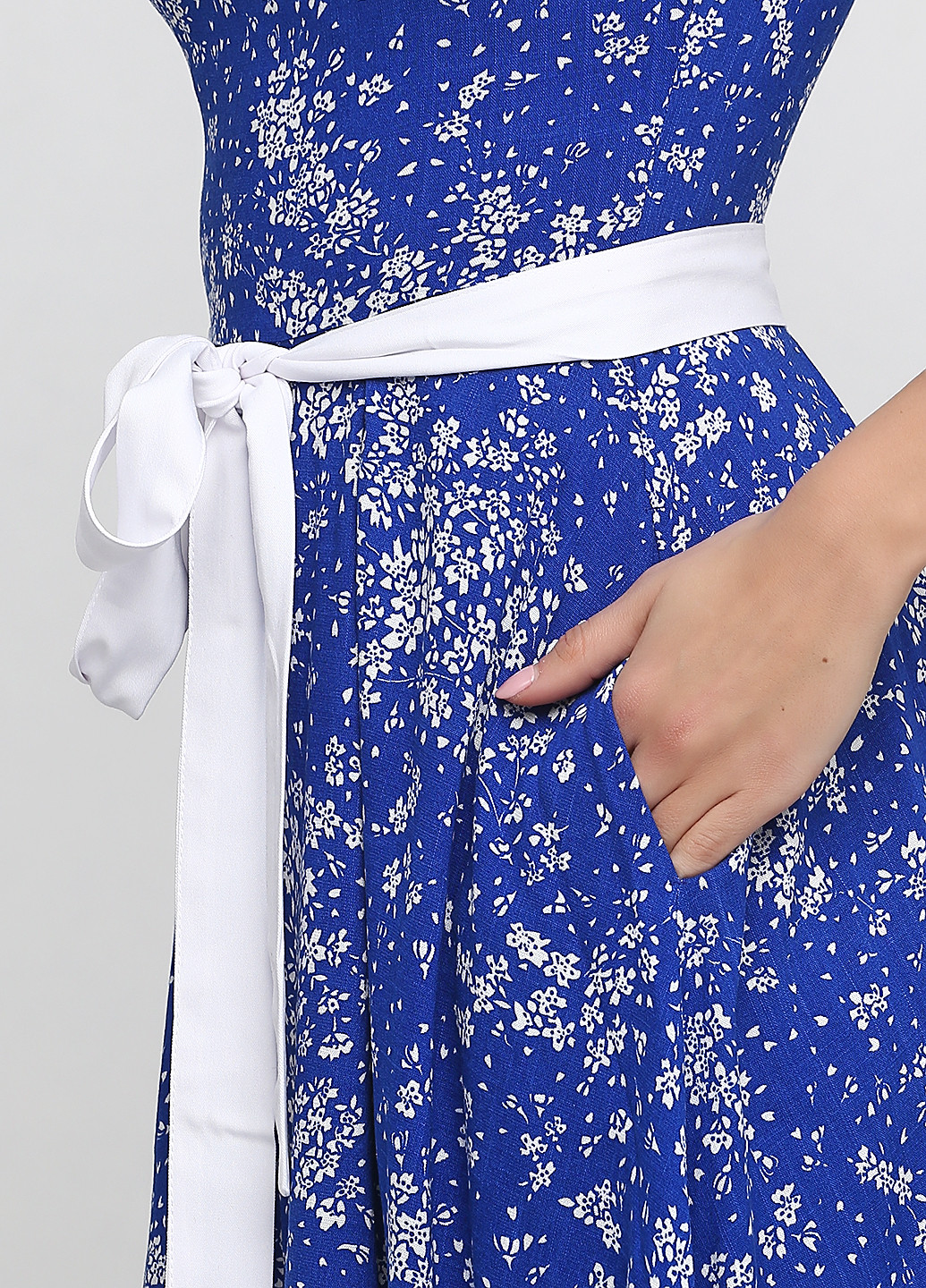 Синее кэжуал платье клеш Zephyros с цветочным принтом