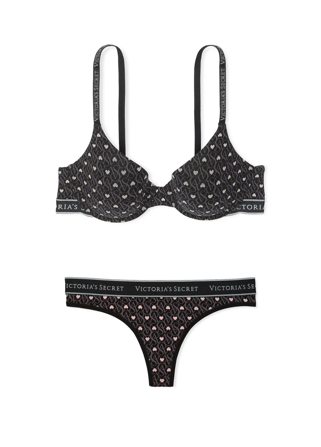 Чорний демісезонний комплект (бюстгальтер, трусики) Victoria's Secret