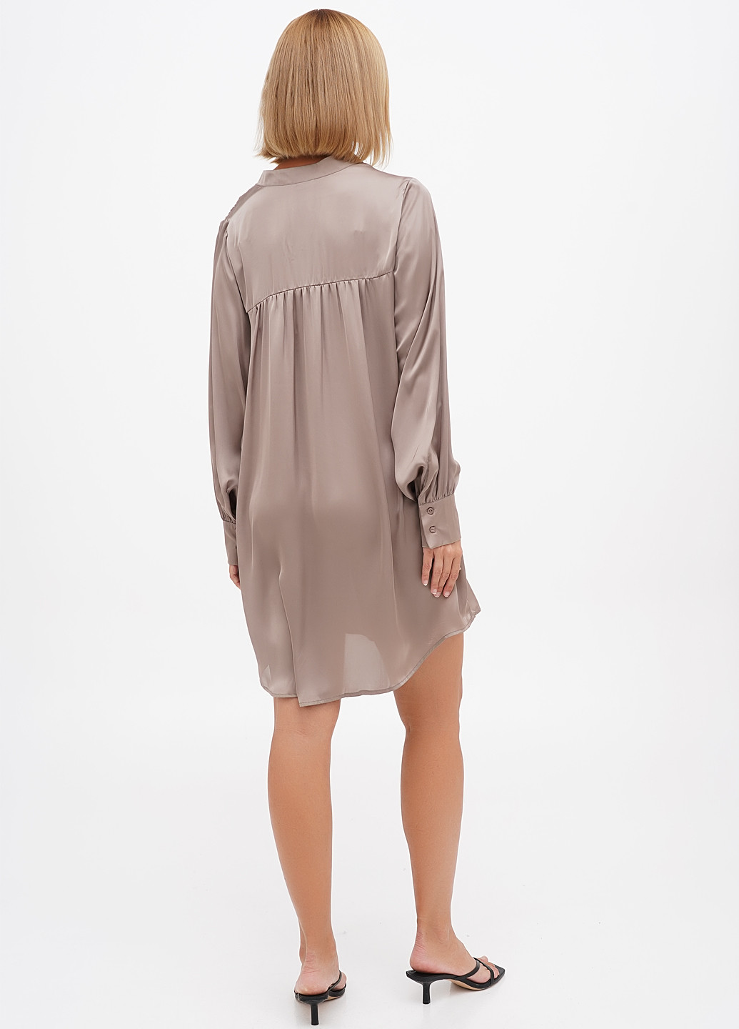 Темно-бежевое кэжуал платье а-силуэт, рубашка Lascana однотонное