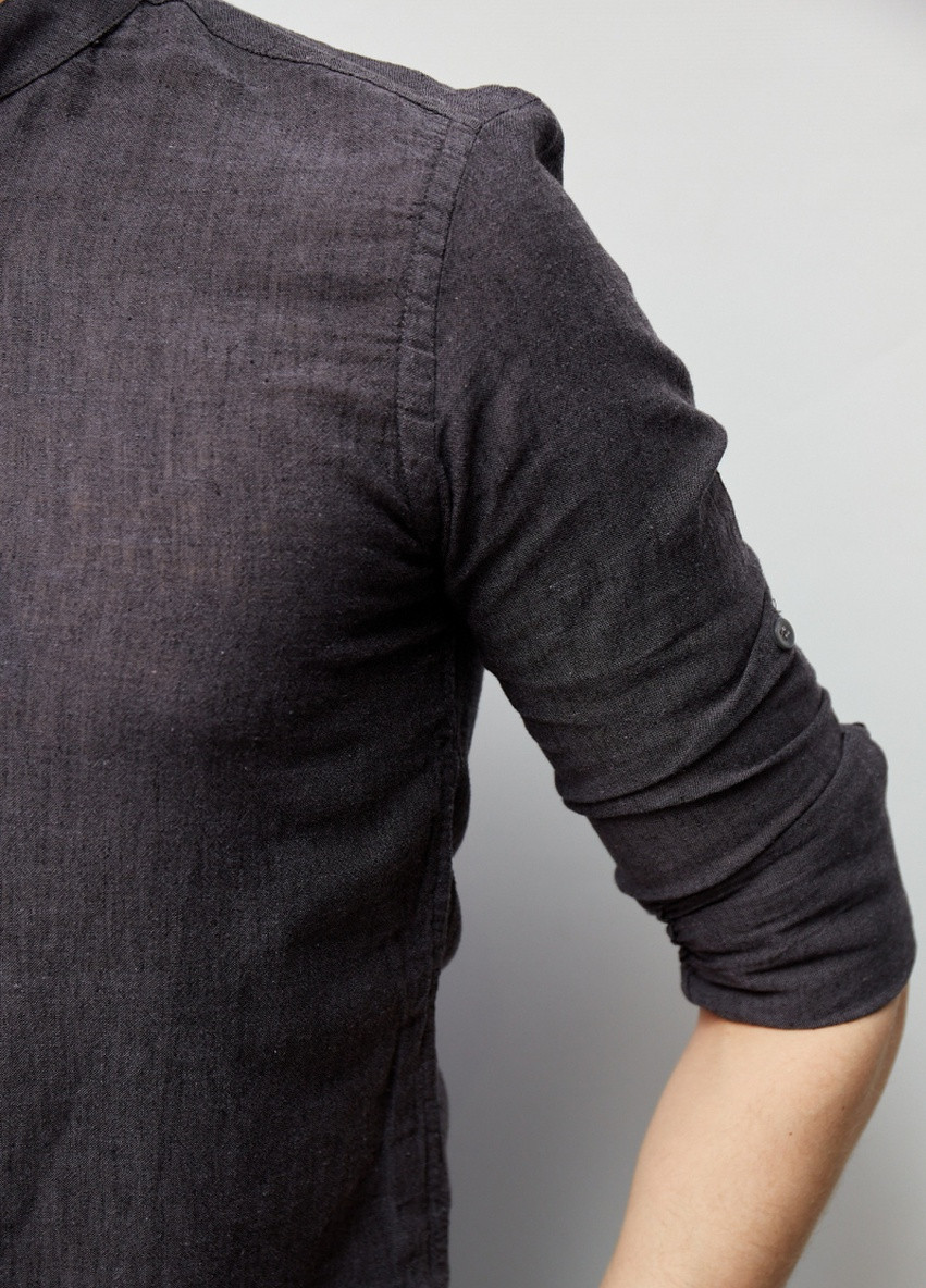 Рубашка льняная на короткой застежке 18018 3 с регулировкой рукава Figo (221306755)