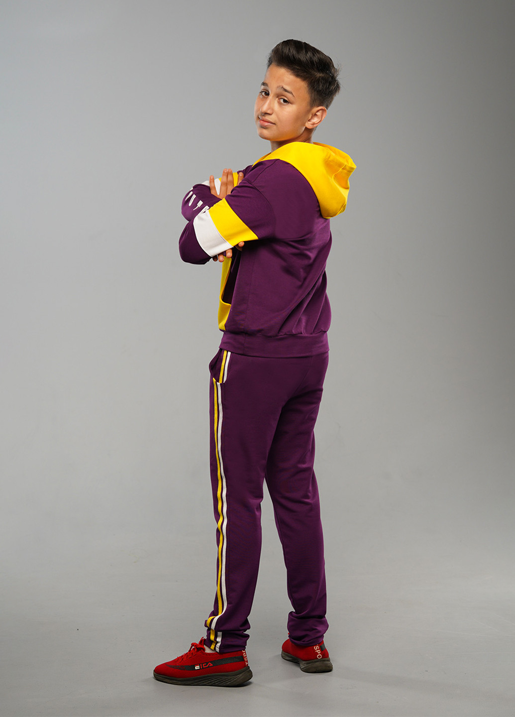 Фіолетовий демісезонний фіолетовий демісезонний спортивний костюм з малюнком брючний Sinthia