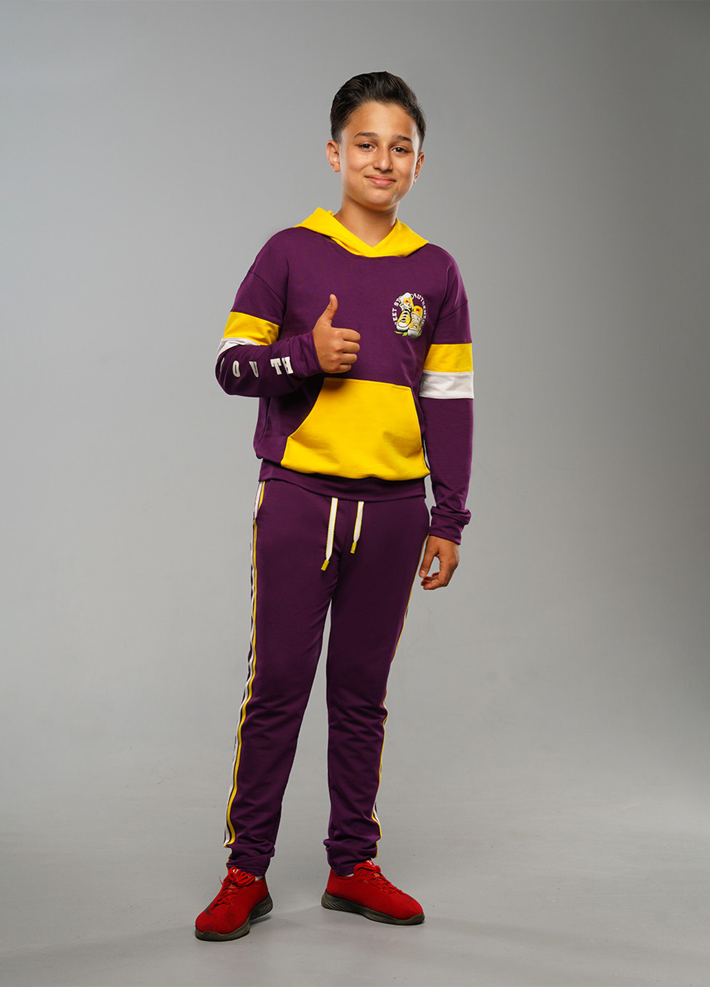 Фиолетовый демисезонный фиолетовый демисезонный спортивный костюм с рисунком брючный Sinthia
