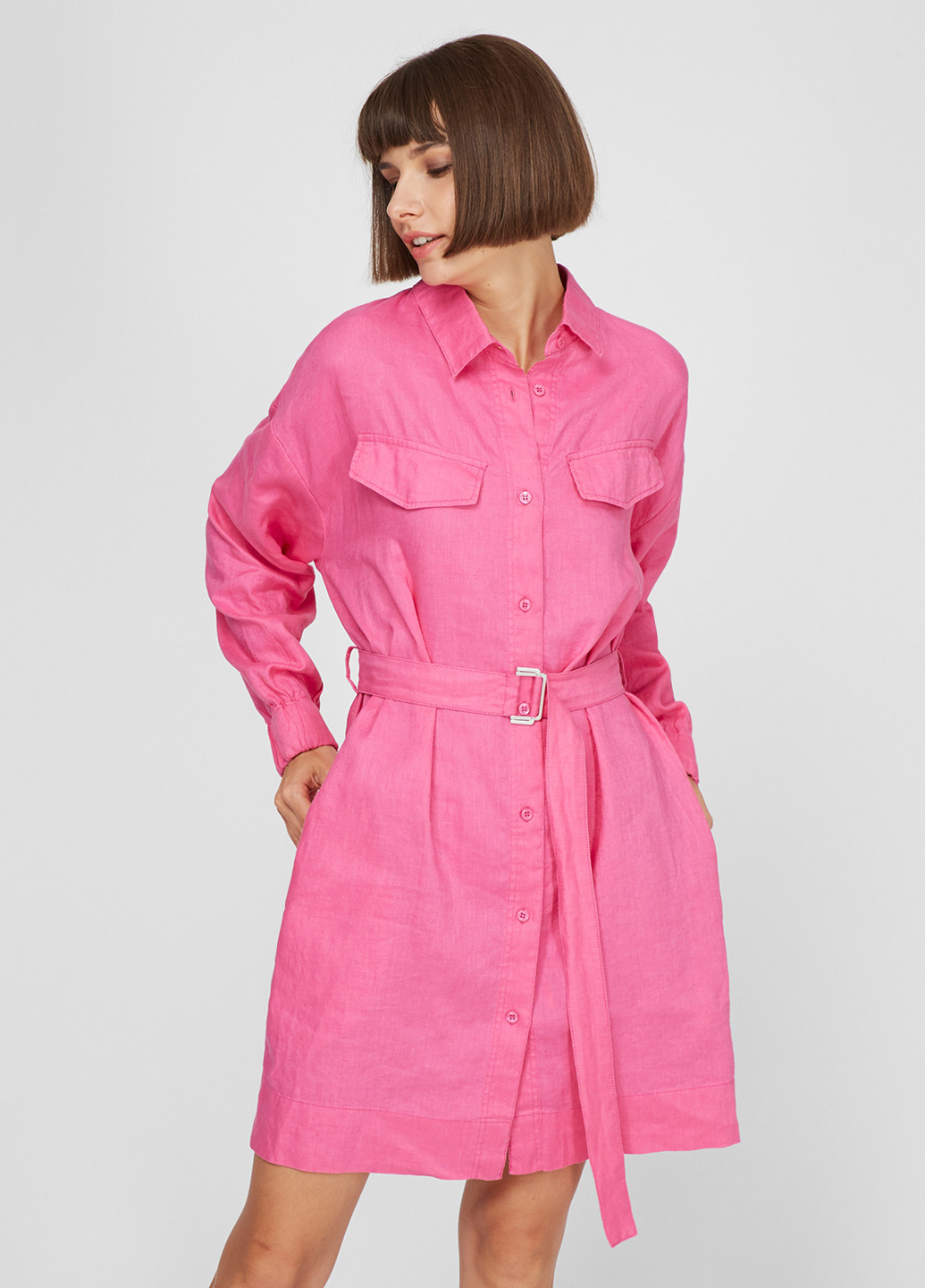 Розовое кэжуал платье рубашка PRPY однотонное