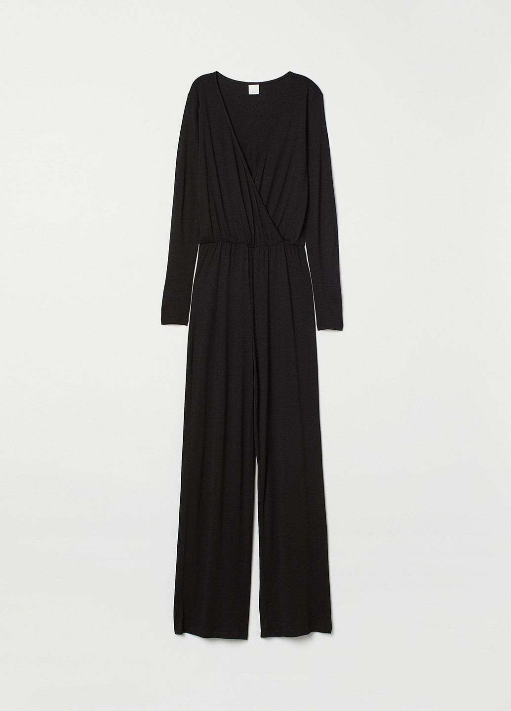 Комбинезон H&M комбинезон-брюки однотонный чёрный кэжуал вискоза, трикотаж